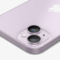 AGL05603 - iPhone 15 / 15 Plus Optik Pro Lens Protector in purple showing the back, side and top zoomed in on camera lens
