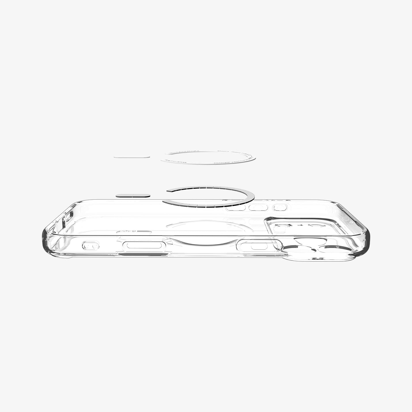 ACS10035 - iPhone 17 Pro Max Ultra Hybrid (MagFit) in Clear White showing layer and magfit magnet above the case