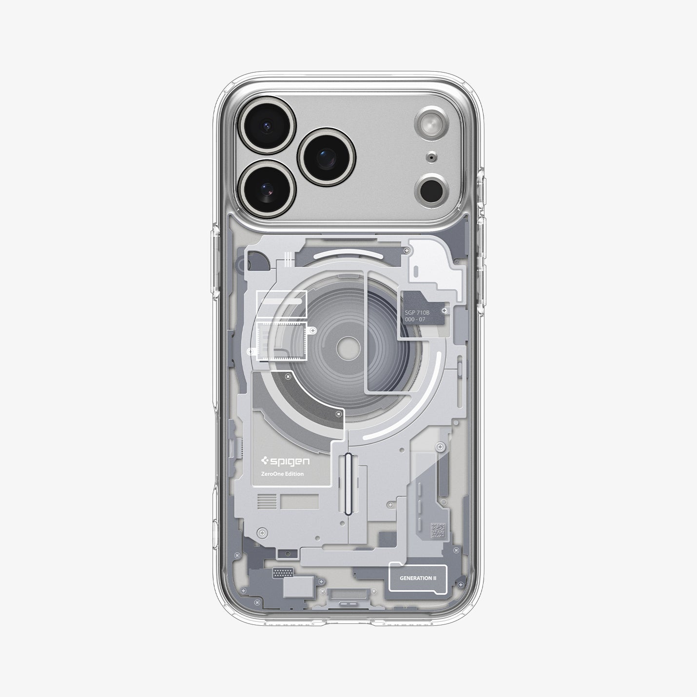 ACS10071 - iPhone 17 Pro Case Ultra Hybrid Zero One (MagFit) in Zero One White showing the back